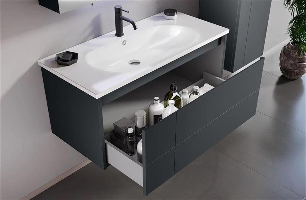 Orka Likya 100 cm Antrasit Banyo Dolabı Alt Modül ve Lavabo