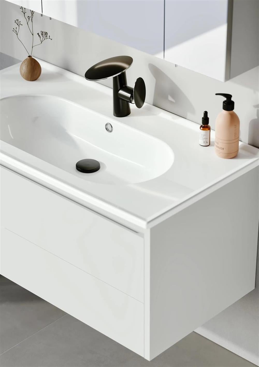 Orka Likya 100 cm Beyaz Banyo Dolabı Alt Modül ve Lavabo