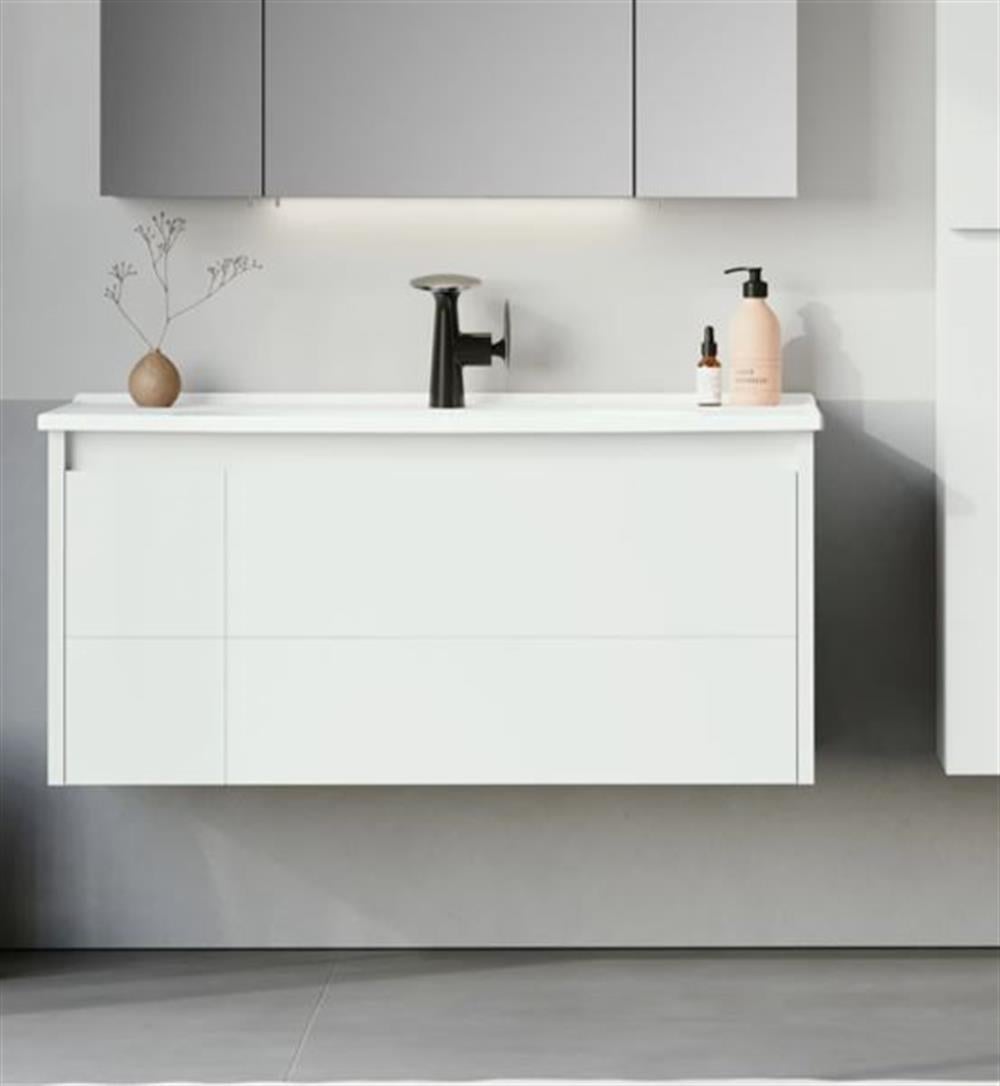 Orka Likya 100 cm Beyaz Banyo Dolabı Alt Modül ve Lavabo