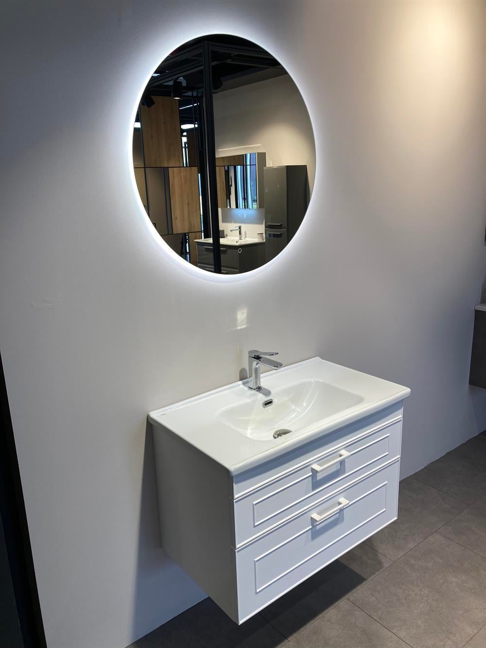 Orka Limpo 80 cm Mat Beyaz Banyo Dolabı Takımı