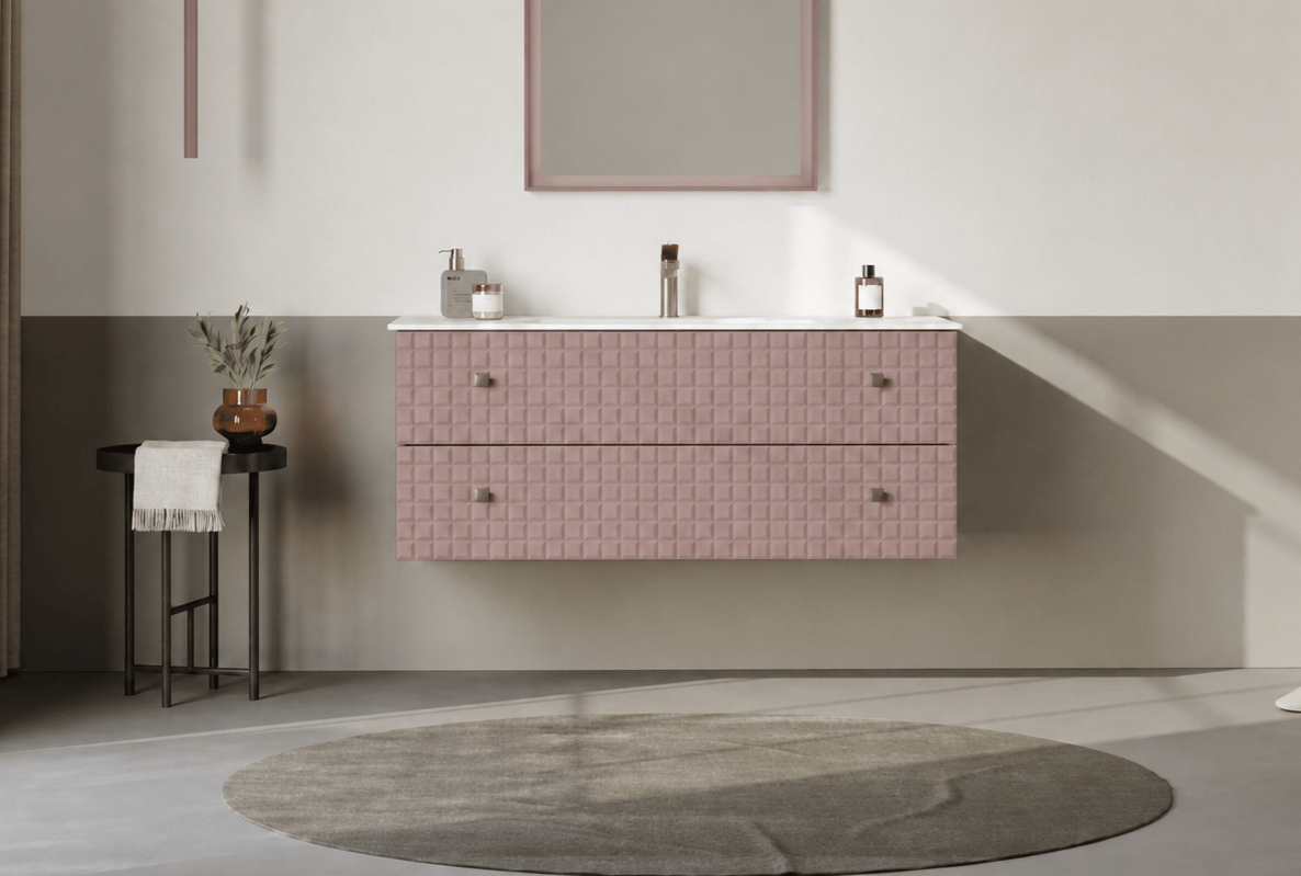 Orka Lipari 120 cm Mat Pudra Banyo Dolabı Alt Modül Ve Lavabo (Asma-Altın Kulp), 5008589