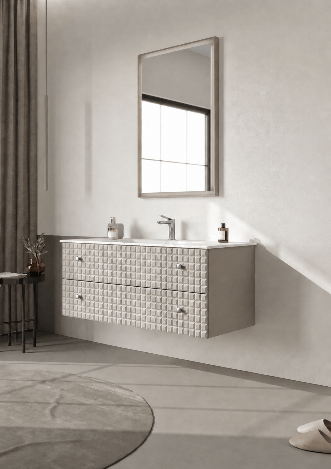Orka Lipari Asma Banyo Dolabı Takımı, 120 cm, Mat Vizon Lake (Krom Kulp-Ledli Ayna), 5007327