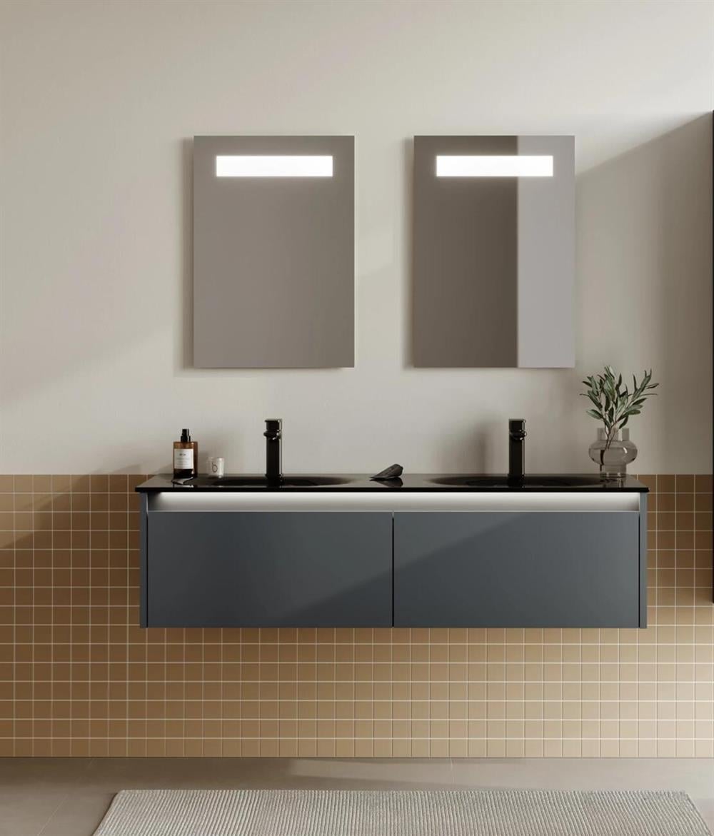 Orka Lisbon Banyo Dolabı Takımı, 132 cm, Mat Antrasit (Ledli Ayna), 5000405