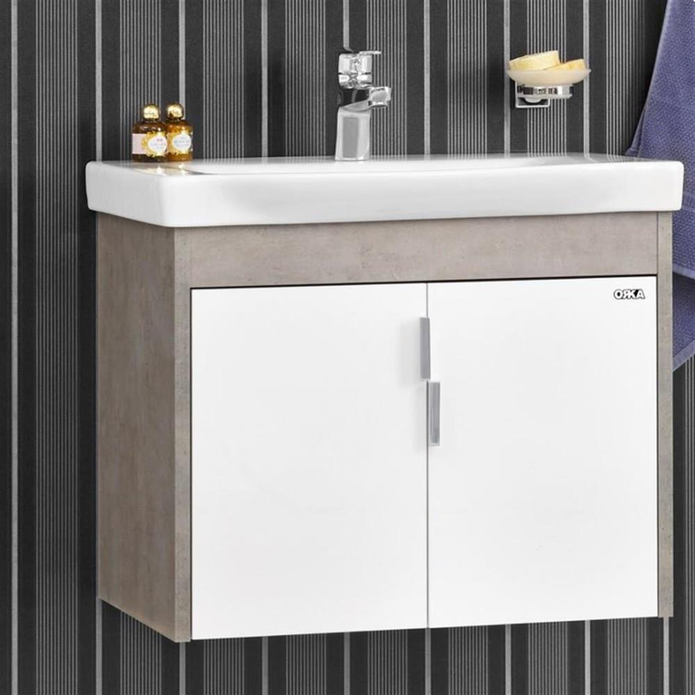 Orka Luna 65 cm Gri Banyo Dolabı Takımı