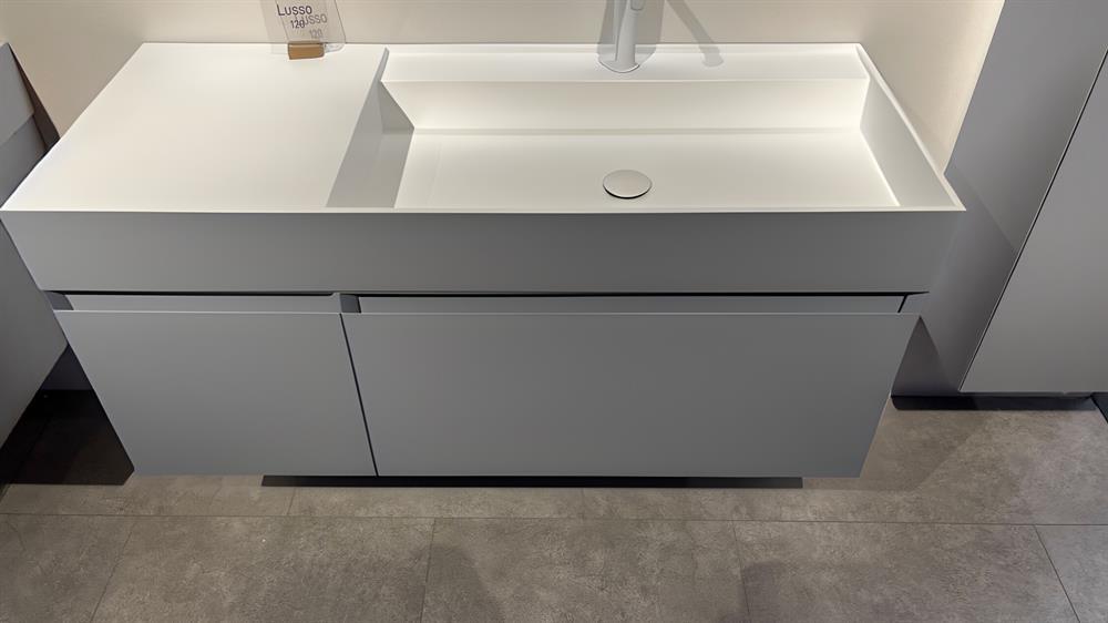 Orka Lusso 120 cm Mat Gri Ledli Ayna Banyo Dolabı Takımı