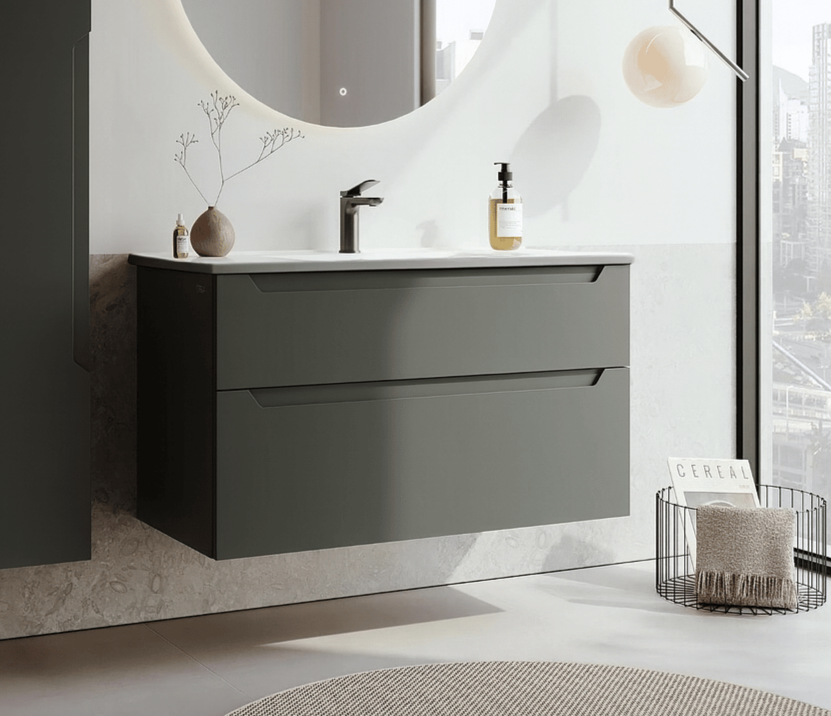 Orka Messina 100 cm Mat Antrasit Banyo Dolabı Alt Modül Ve Lavabo