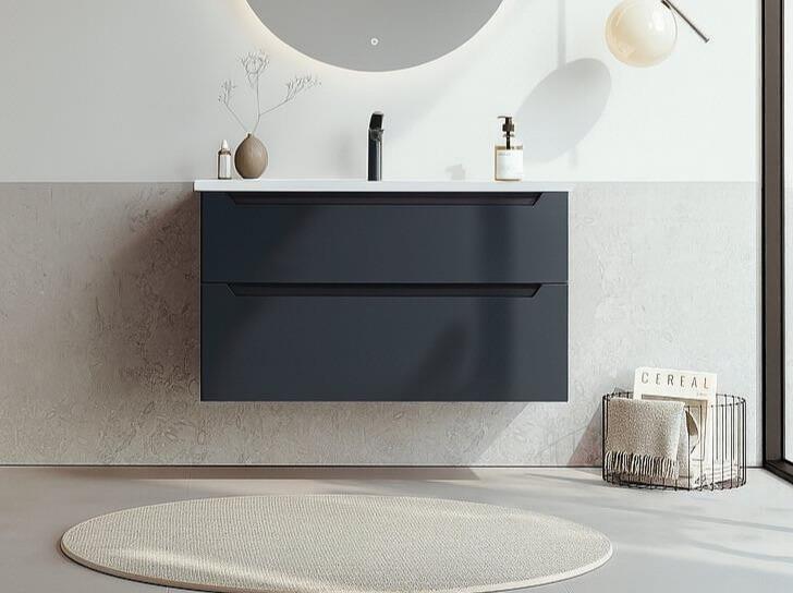 Orka Messina 100 cm Mat Antrasit Banyo Dolabı Alt Modül Ve Lavabo