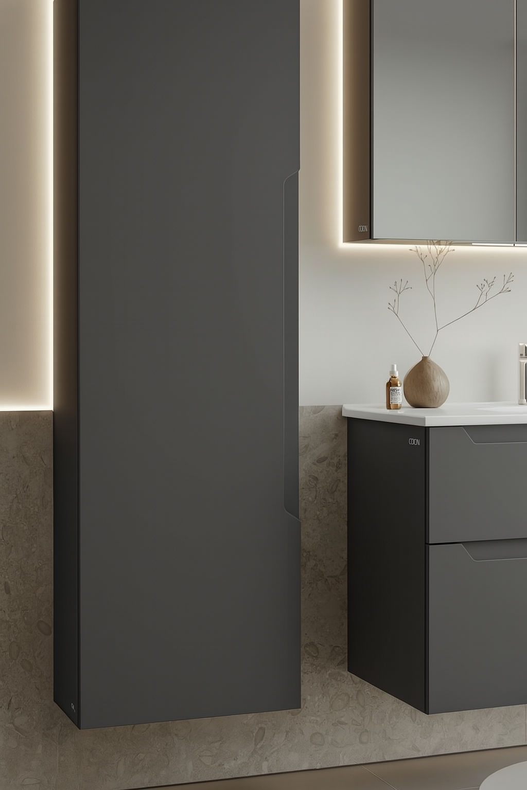 Orka Messina 40 cm Mat Antrasit Banyo Boy Dolabı