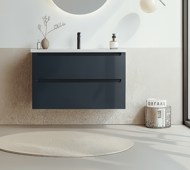 Orka Messina 85 cm Mat Antrasit Banyo Dolabı Alt Modül Ve Lavabo