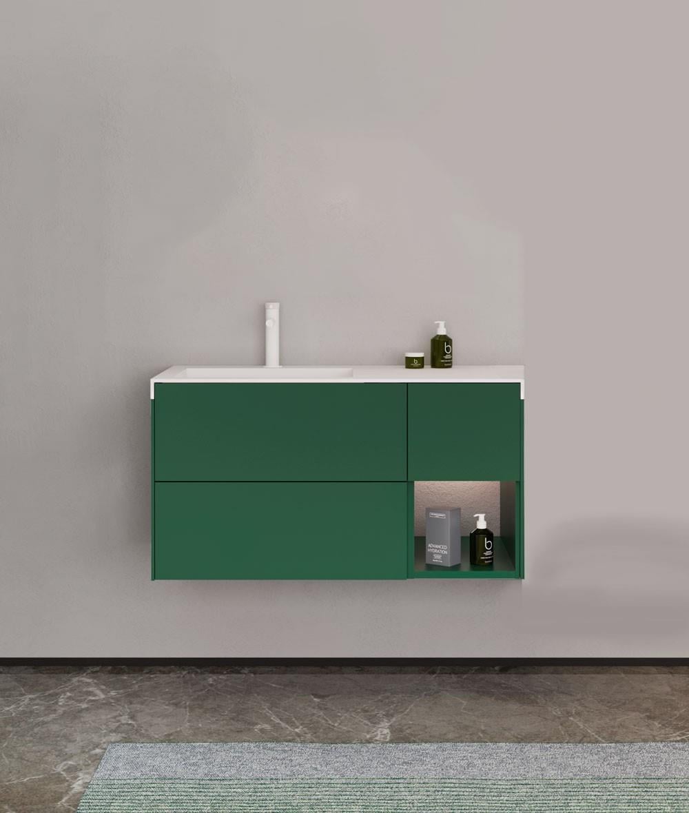 Orka Milano 120 cm Mat Yeşil Banyo Dolabı Takımı