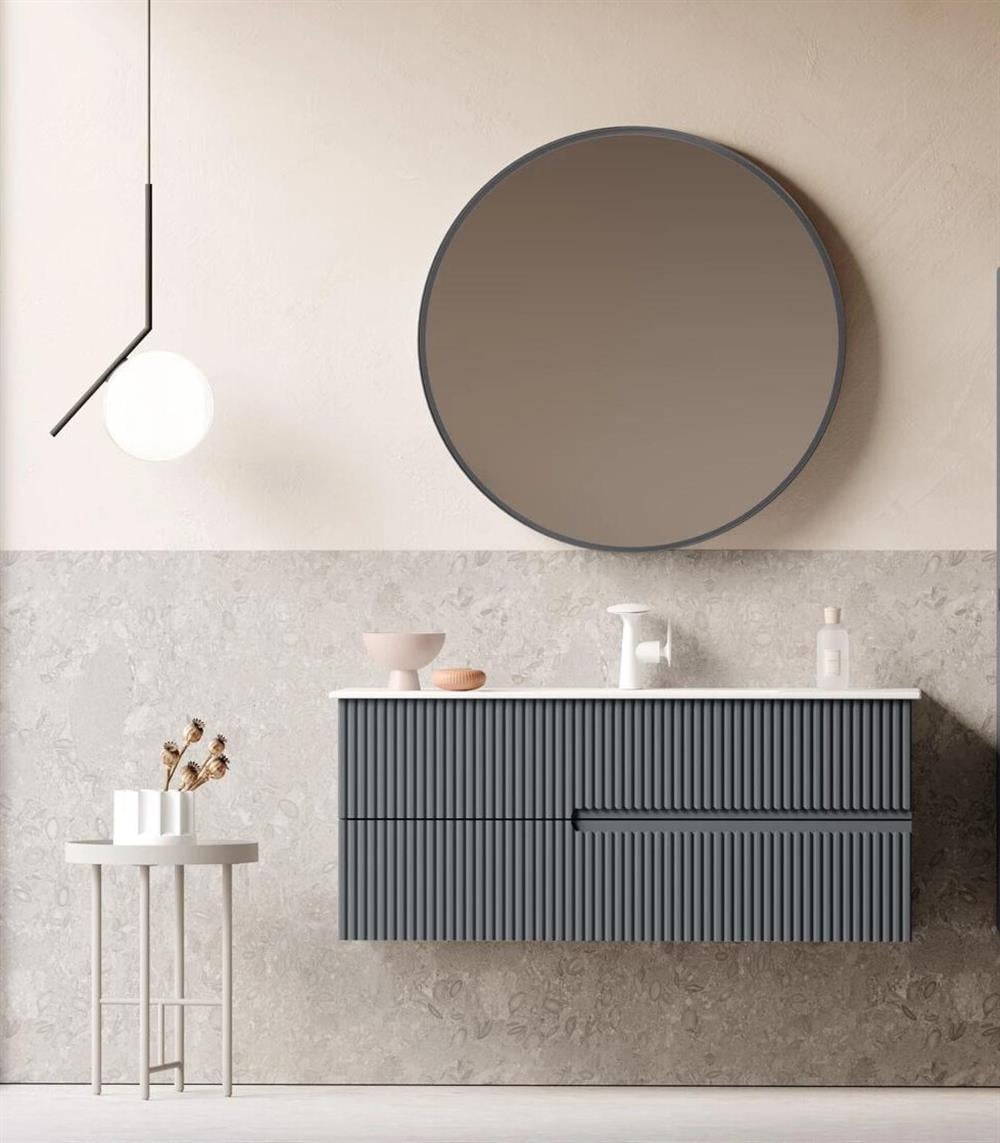 Orka Moonlight Banyo Dolabı Takımı, 120 cm, Lake Mat Antrasit (Ledli Ayna), 5000448