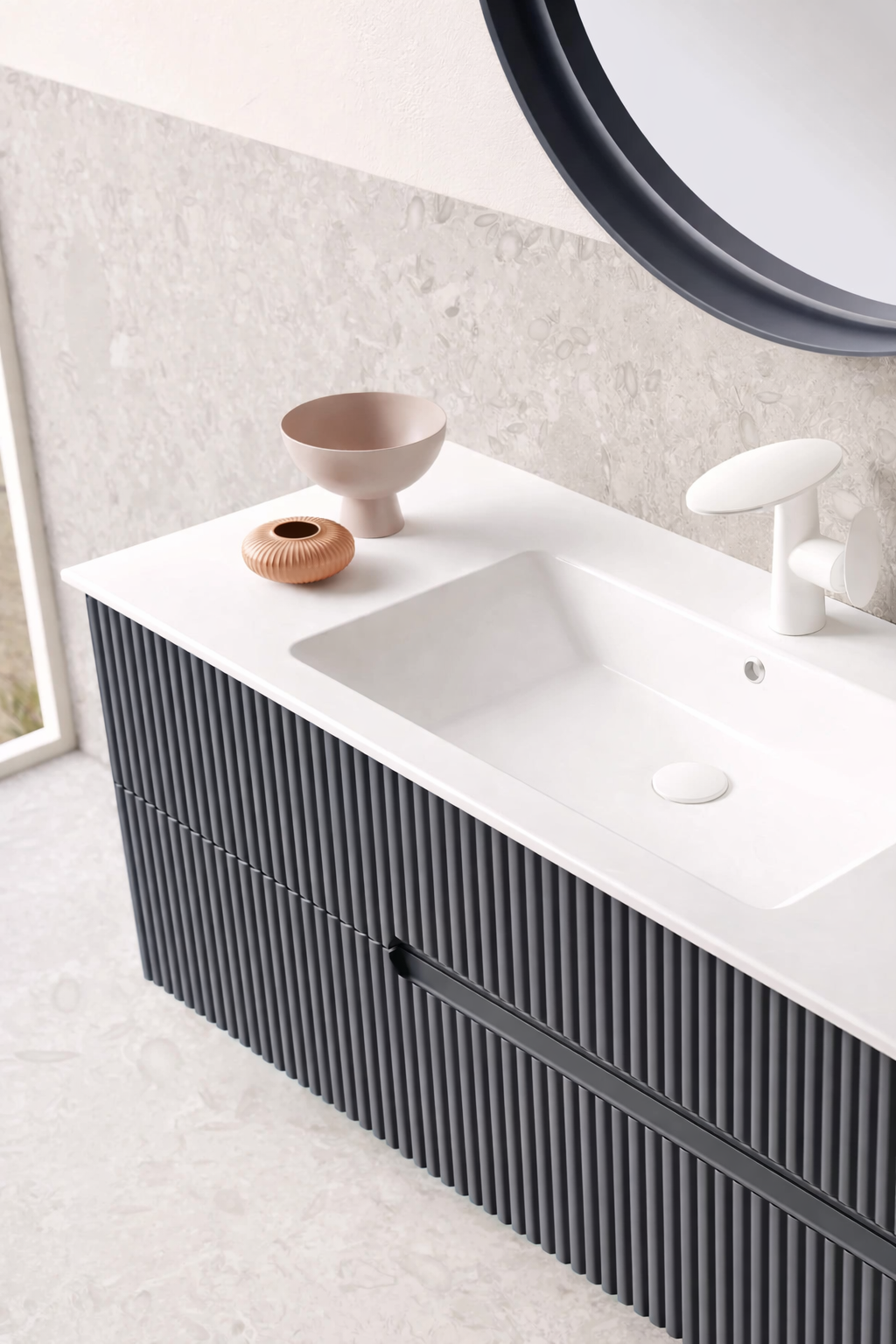 Orka Moonlight Banyo Dolabı Takımı, 120 cm, Lake Mat Antrasit (Ledli Ayna), 5000448