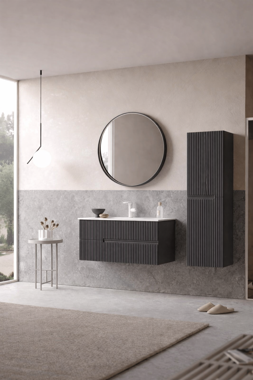 Orka Moonlight Banyo Dolabı Takımı, 90 cm, Lake Mat Antrasit (Ledli Ayna), 5000442