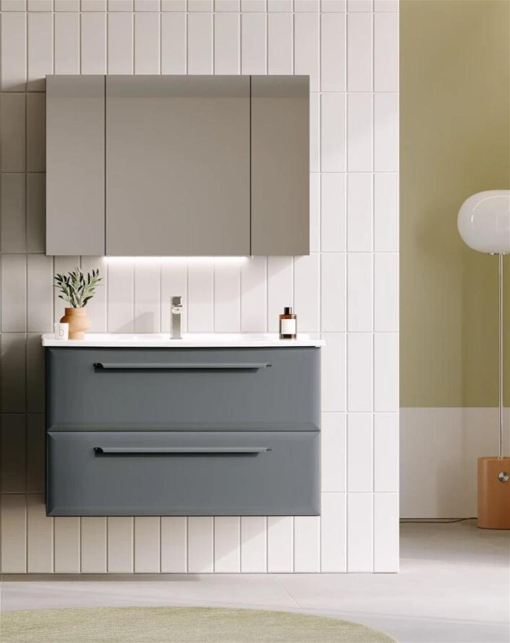 Orka Nuvola 100 cm Antrasit Banyo Dolabı Takımı