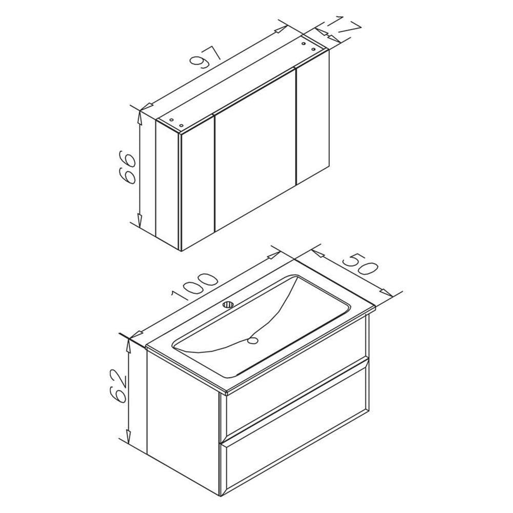 Orka Nuvola 100 cm Antrasit Banyo Dolabı Takımı