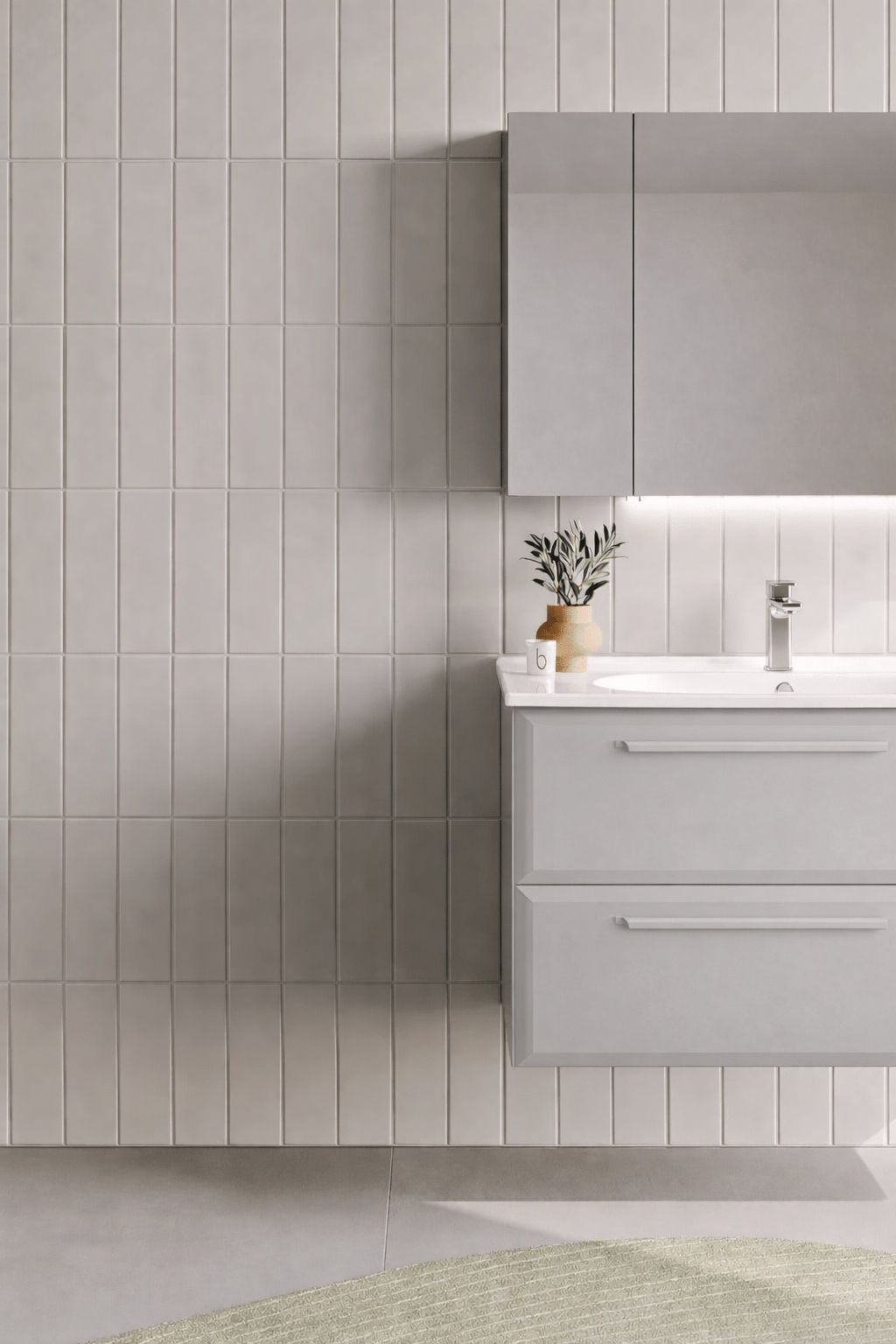 Orka Nuvola Banyo Dolabı Takımı, 100 cm, Parlak Lake Kaşmir (Ledli-Dolaplı Ayna), 5000602