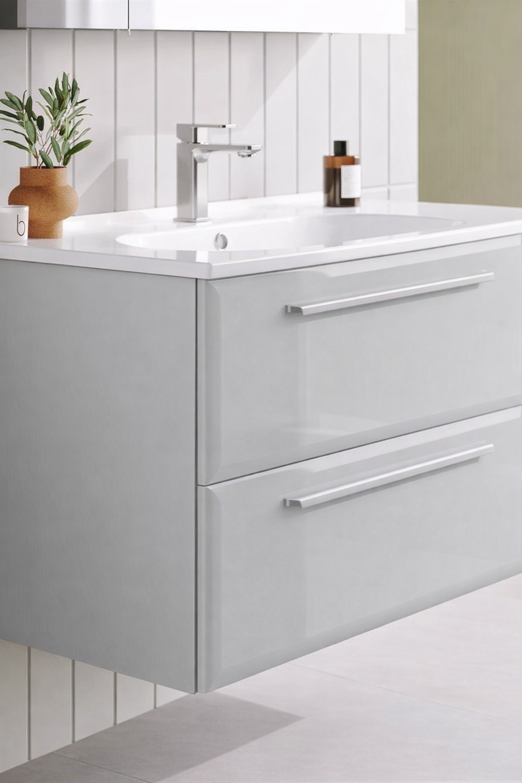 Orka Nuvola Banyo Dolabı Takımı, 100 cm, Parlak Lake Kaşmir (Ledli-Dolaplı Ayna), 5000602