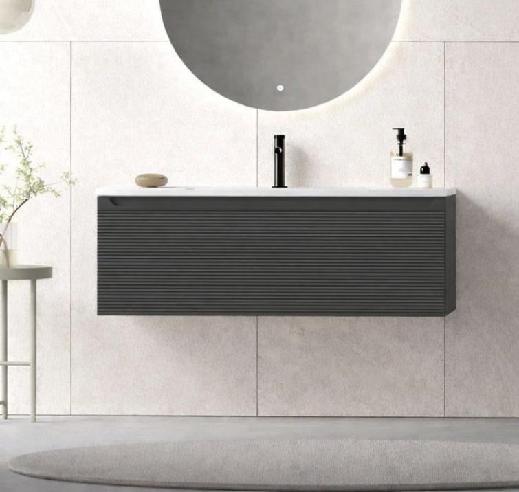 Orka Olbia 100 cm Mat Antrasit Banyo Dolabı Alt Modül ve Lavabo , 5006682
