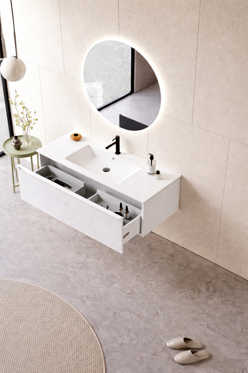 Orka Olbia 120 cm Mat Beyaz Banyo Dolabı Takımı , 5006692