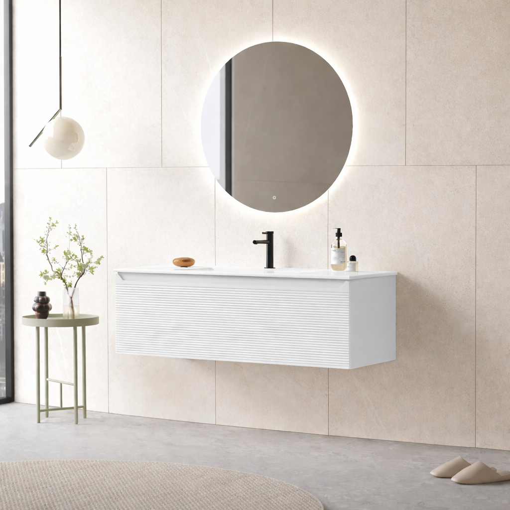 Orka Olbia 120 cm Mat Beyaz Banyo Dolabı Takımı , 5006692