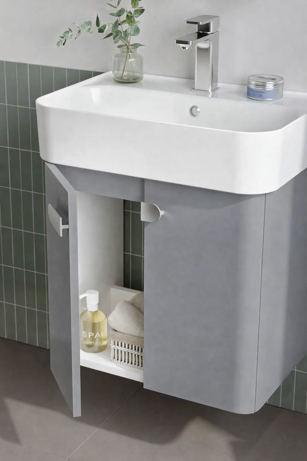 Orka Orbit Banyo Dolabı Takımı, 55 cm, Parlak Lake Gri (Dolaplı Ayna), 5000608