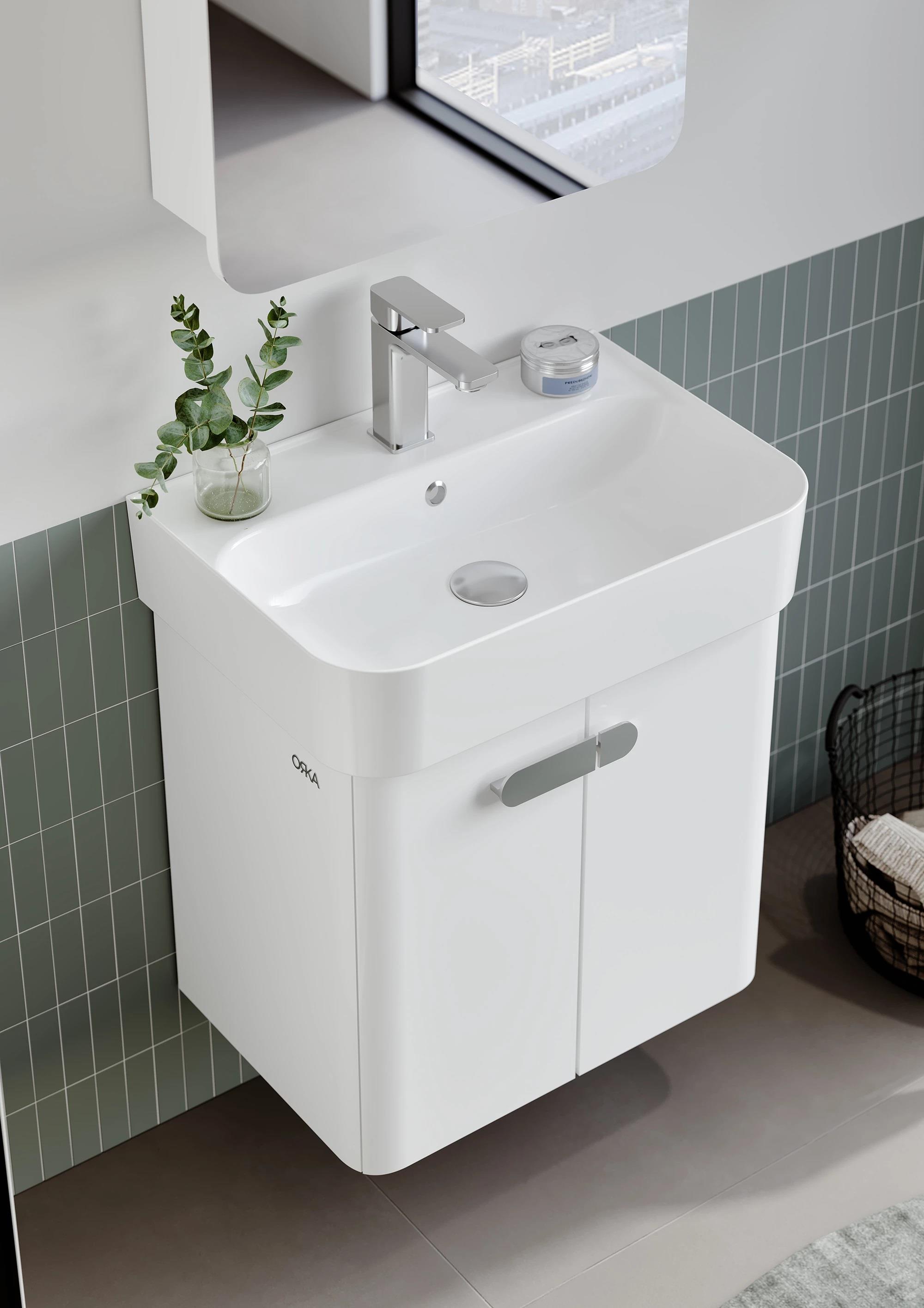 Orka Orbit Banyo Dolabı Takımı, 55 cm, Parlak Lake Beyaz (Dolaplı Ayna), 5000607