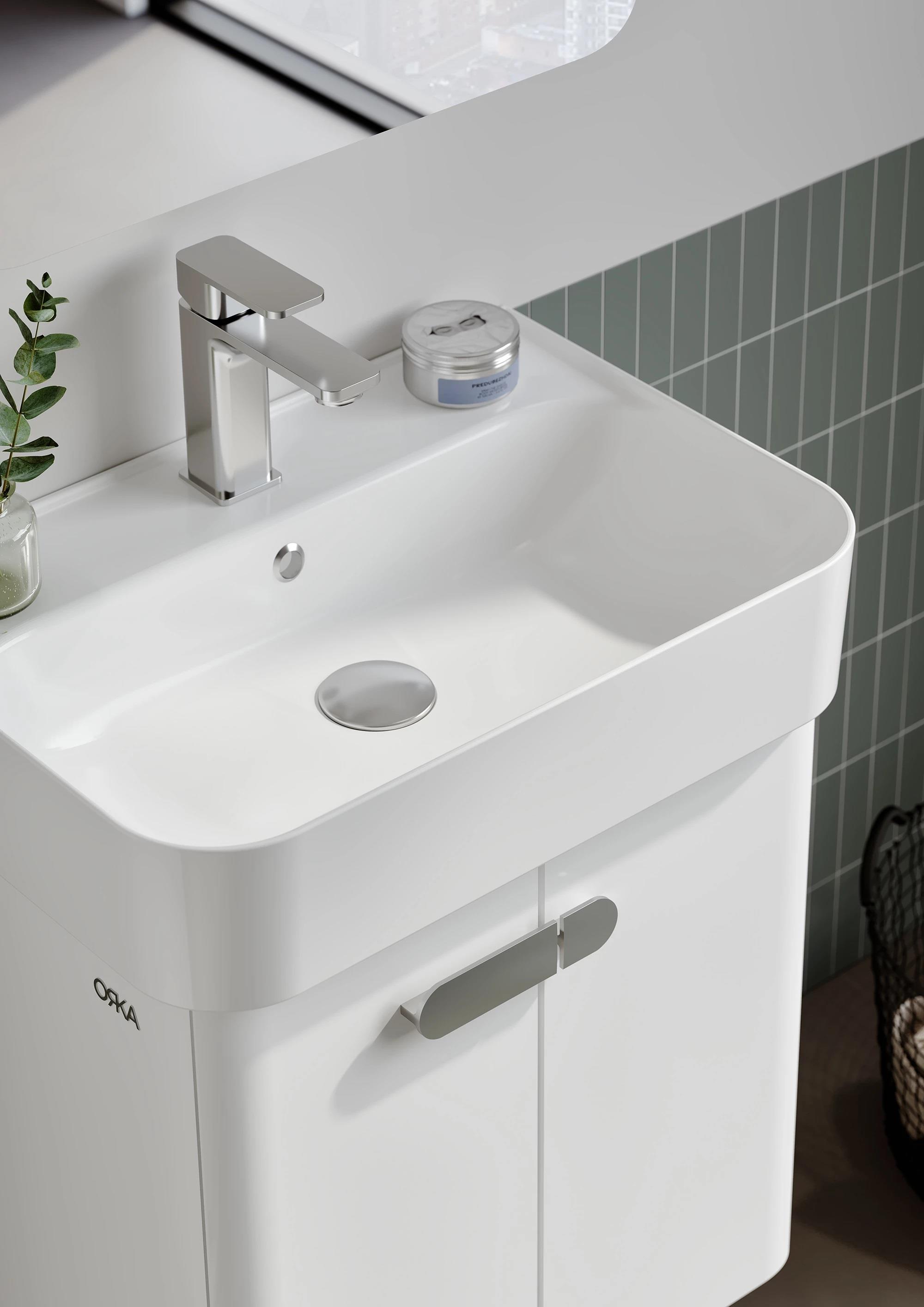 Orka Orbit Banyo Dolabı Takımı, 55 cm, Parlak Lake Beyaz (Dolaplı Ayna), 5000607