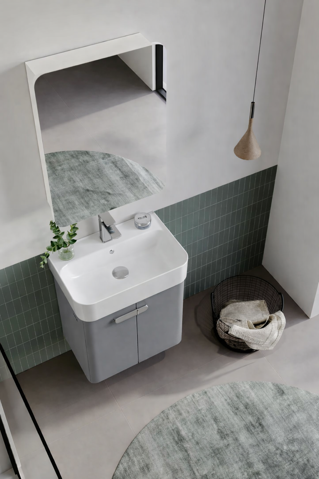 Orka Orbit Banyo Dolabı Takımı, 55 cm, Parlak Lake Gri (Dolaplı Ayna), 5000608