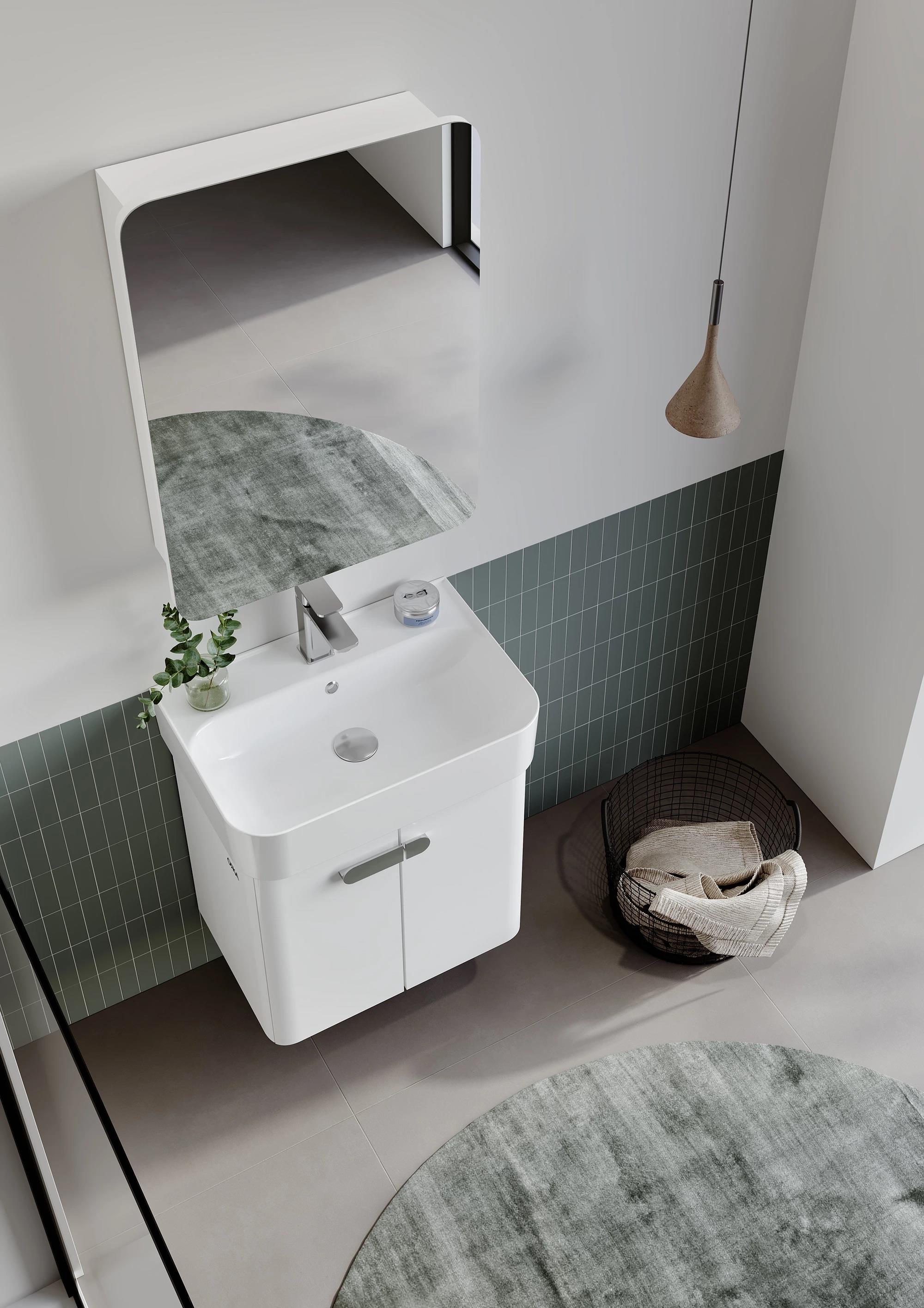 Orka Orbit Banyo Dolabı Takımı, 55 cm, Parlak Lake Beyaz (Dolaplı Ayna), 5000607