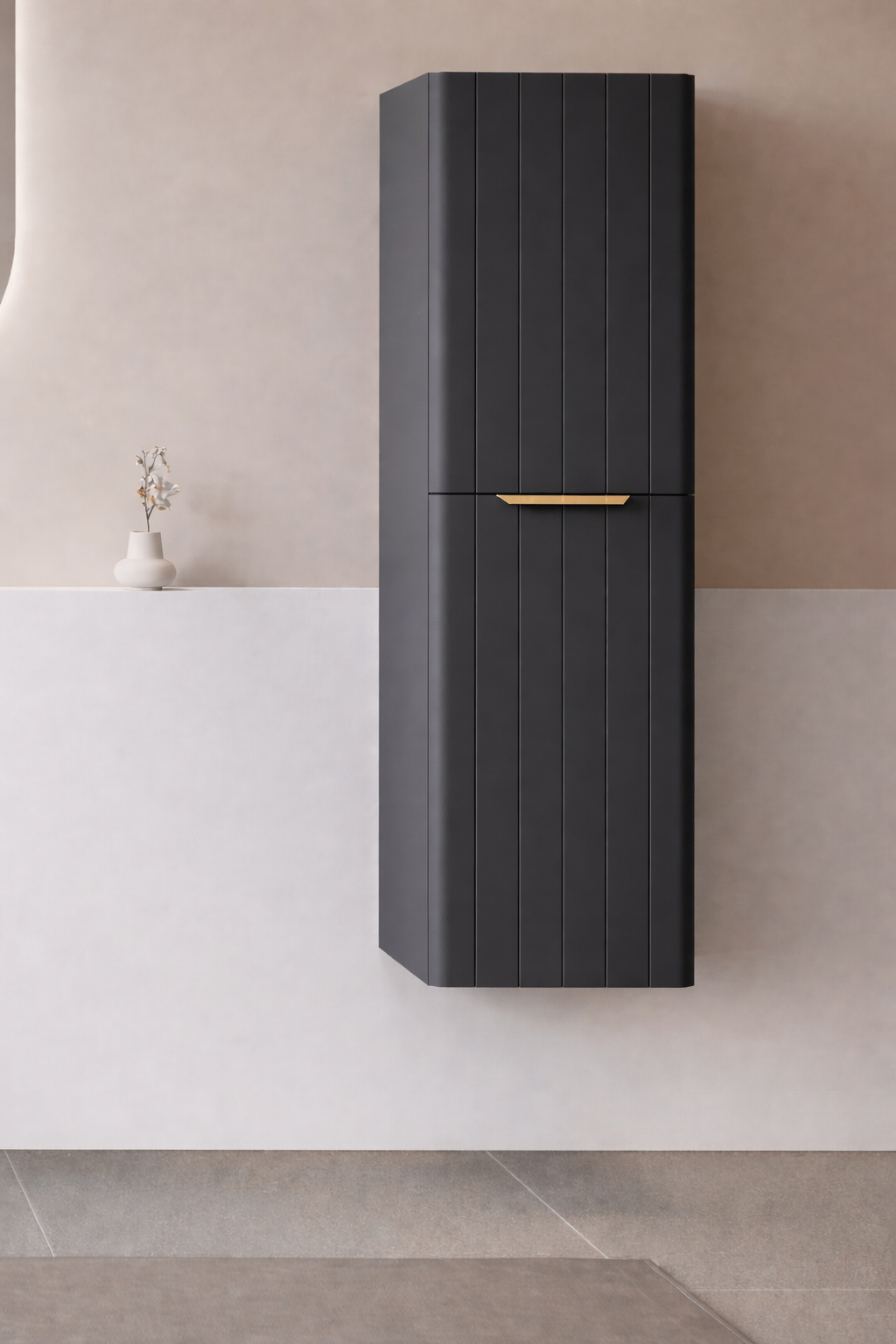 Orka Procıda 40 Cm Mat Antrasit / Altın Kulplu Banyo Boy Dolabı, 3009338