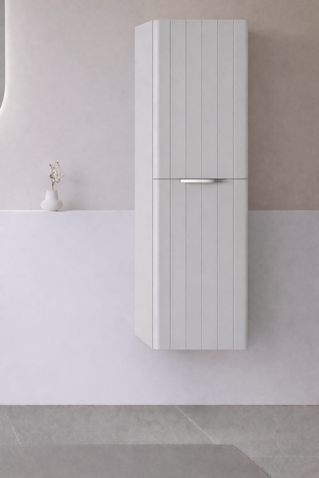 Orka Procıda 40 Cm Mat Kaşmir / Krom Kulplu Banyo Boy Dolabı, 3009343
