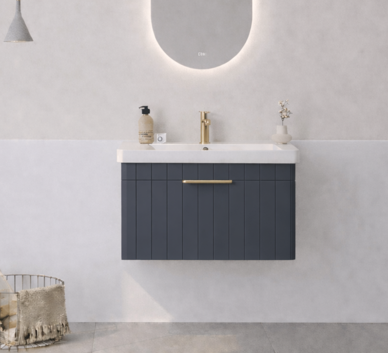 Orka Procıda 60 cm Mat Antrasit / Altın Kulplu ,Banyo Dolabı Alt Modül ve Lavabo, 5007202