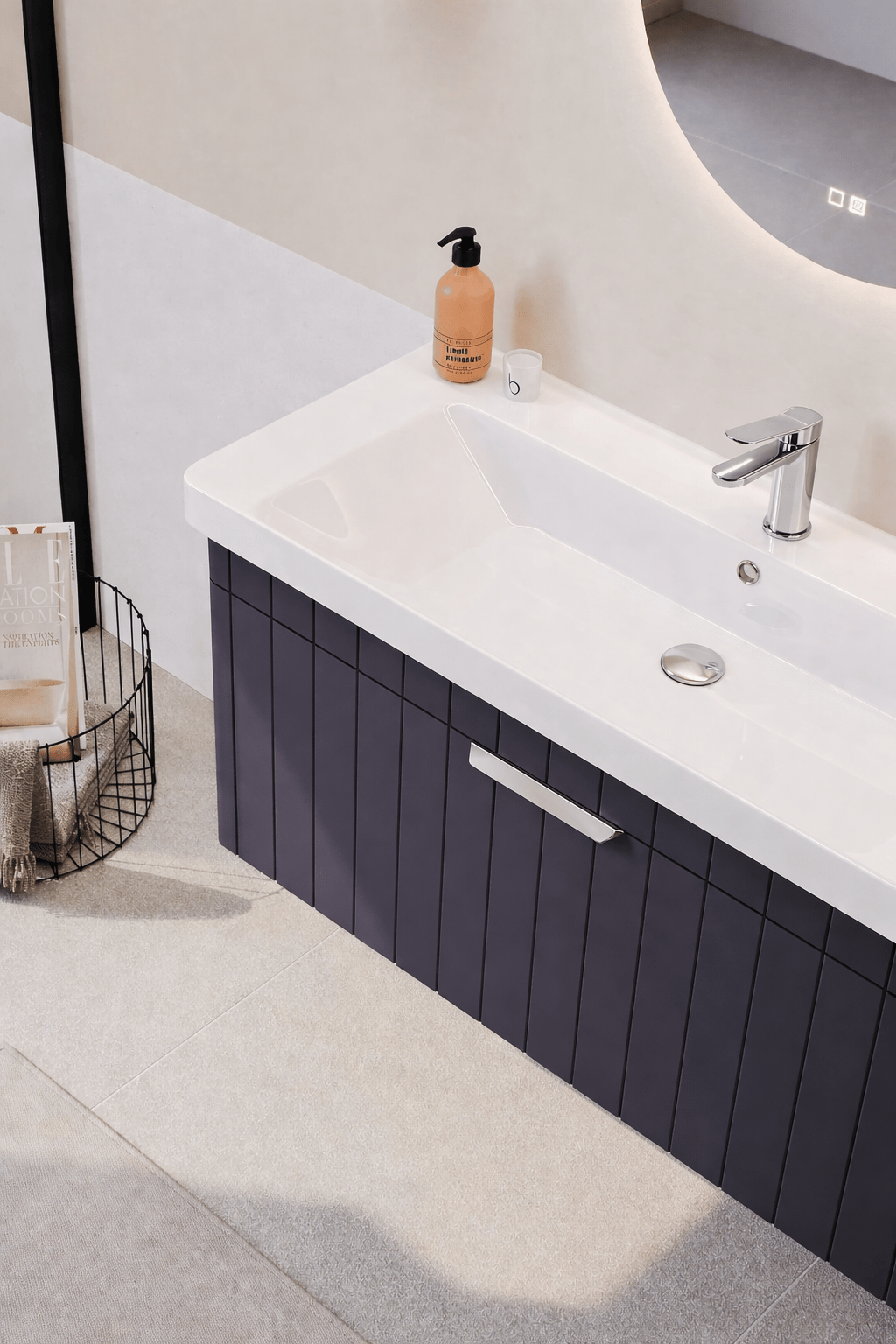 Orka Procıda 80 cm Mat Antrasit / Krom Kulplu ,Banyo Dolabı Alt Modül ve Lavabo, 5007214