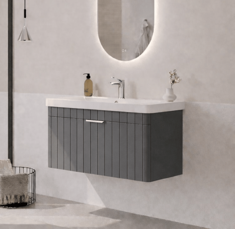 Orka Procıda 80 cm Mat Antrasit / Krom Kulplu ,Banyo Dolabı Alt Modül ve Lavabo, 5007214
