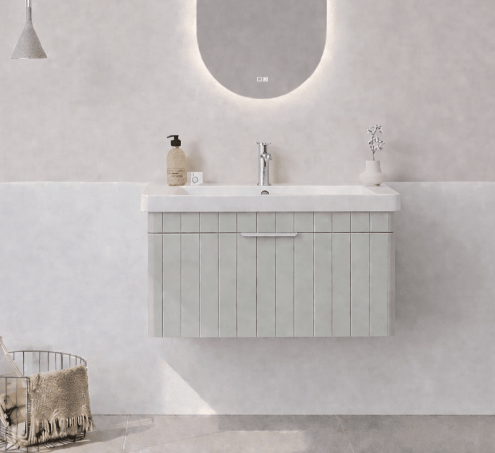 Orka Procıda 80 cm Mat Kaşmir / Krom Kulplu ,Banyo Dolabı Alt Modül ve Lavabo, 5007215