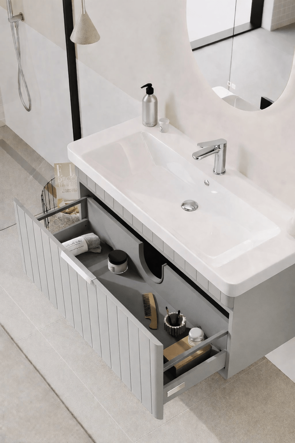 Orka Procıda 80 cm Mat Kaşmir / Krom Kulplu ,Banyo Dolabı Alt Modül ve Lavabo, 5007215