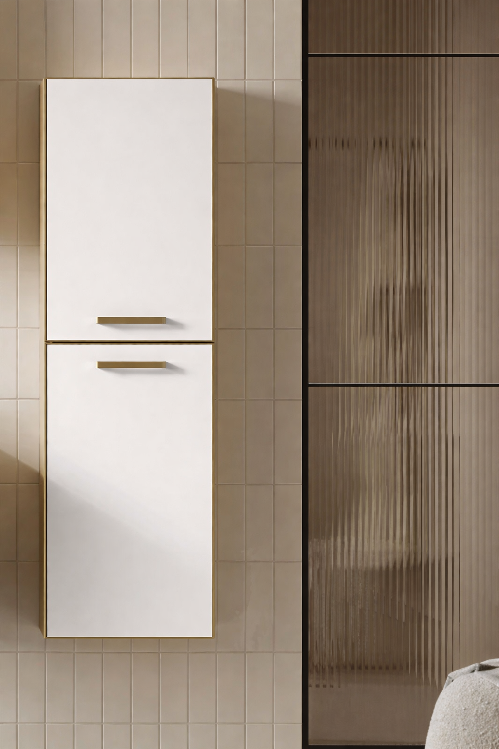 Orka Salerno 40 cm Legnona- Mat Beyaz Banyo Boy Çamaşır Dolabı Krom/Altın Kulp, 3006351