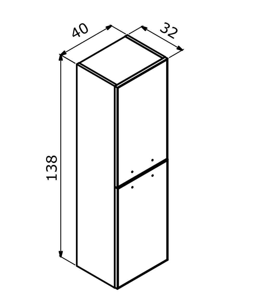 Orka Salerno 40 cm Legnona- Mat Beyaz Banyo Boy Çamaşır Dolabı Krom/Altın Kulp, 3006351