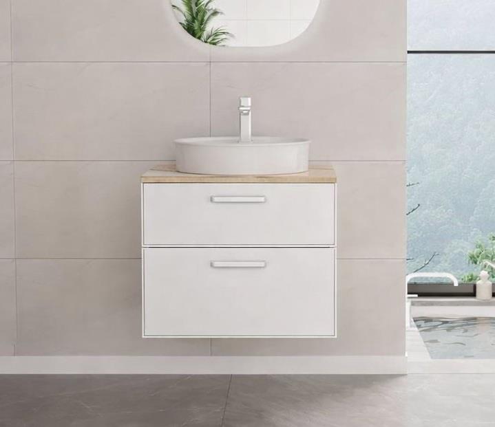 Orka Salerno 61 cm Legnano-Mat Beyaz Banyo Dolabı Alt Modül ve Lavabo, 5004690