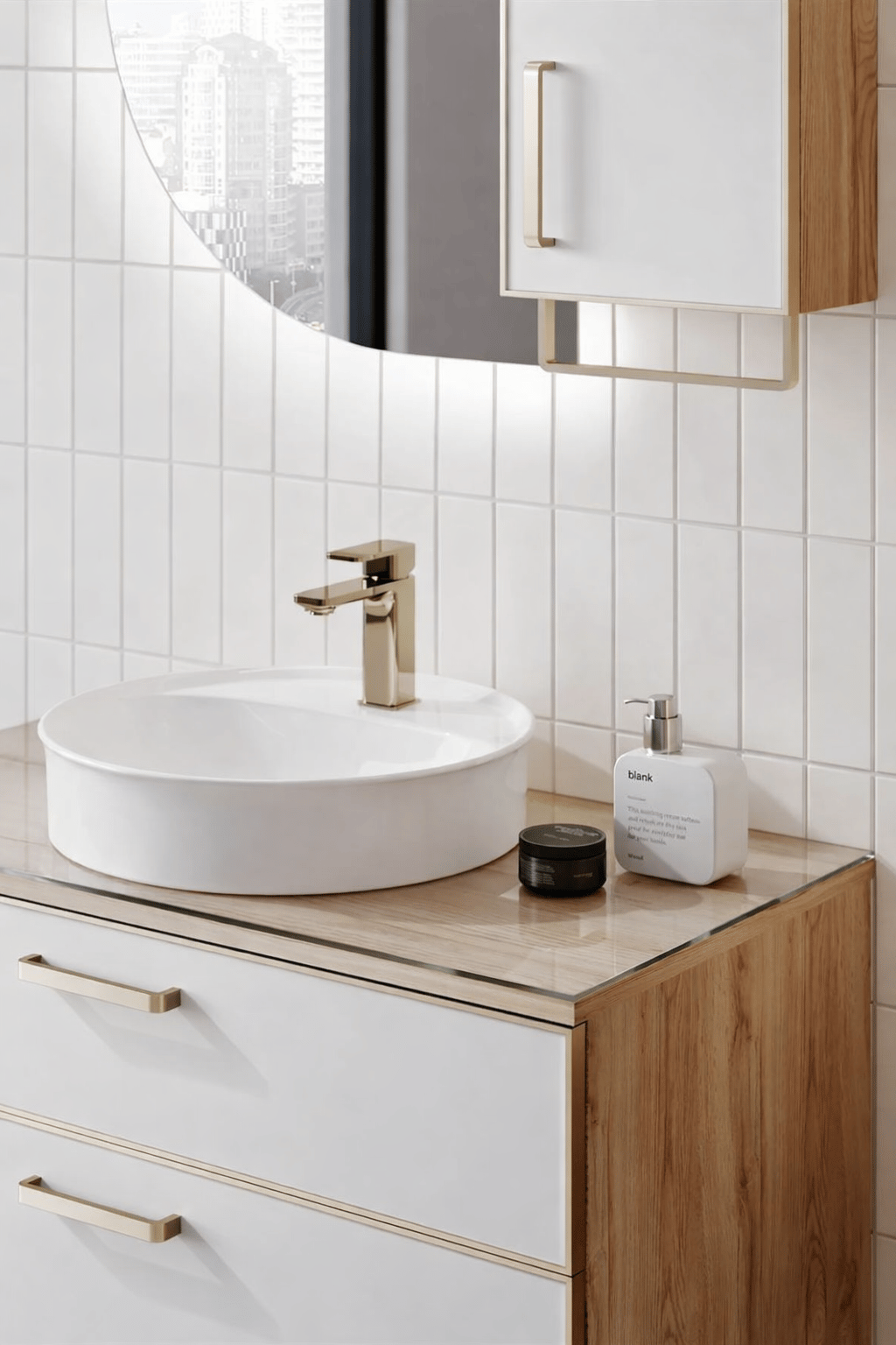 Orka Salerno 76 cm Legnano-Mat Beyaz Banyo Dolabı Alt Modül ve Lavabo Krom/Altın Kulp, 5004700