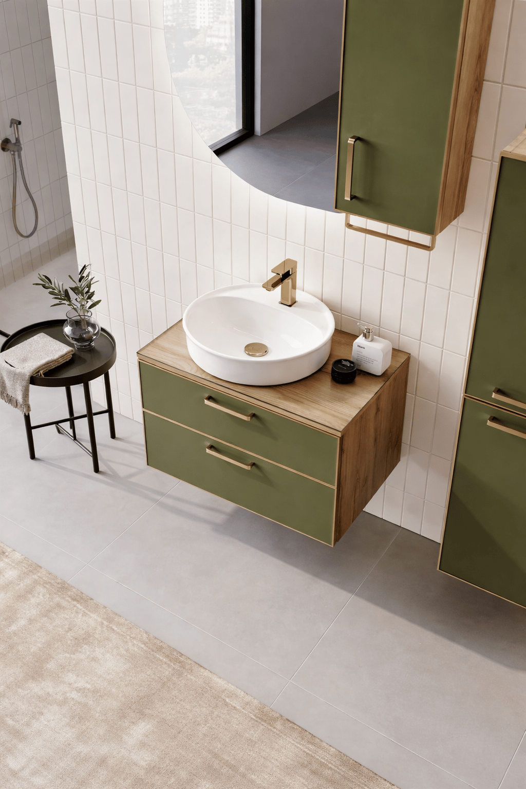 Orka Salerno 76 cm Legnano-Sardunya Banyo Dolabı Alt Modül ve Lavabo Krom/Altın Kulp, 5004239