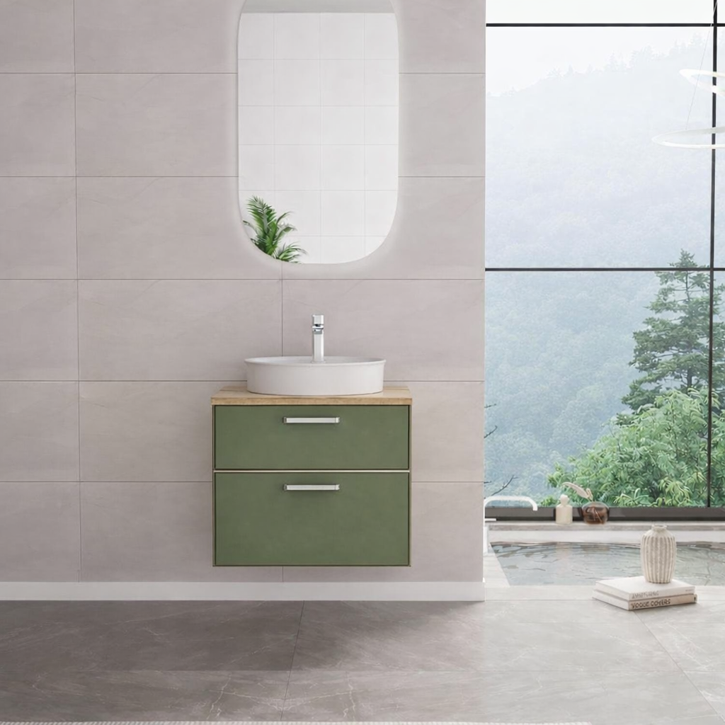 Orka Salerno Banyo Dolabı Takımı, 61 cm, Legnano-Mat Sardunya (Ledli Ayna), Krom/Altın Kulp, 5004237