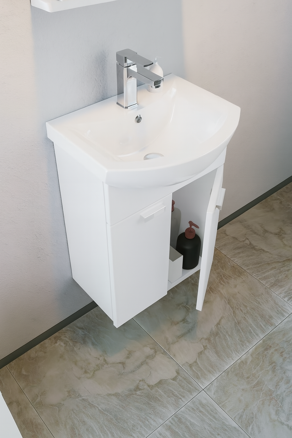 Orka Soma 45 cm Beyaz Banyo Dolabı Takımı (Etajerli Ayna)