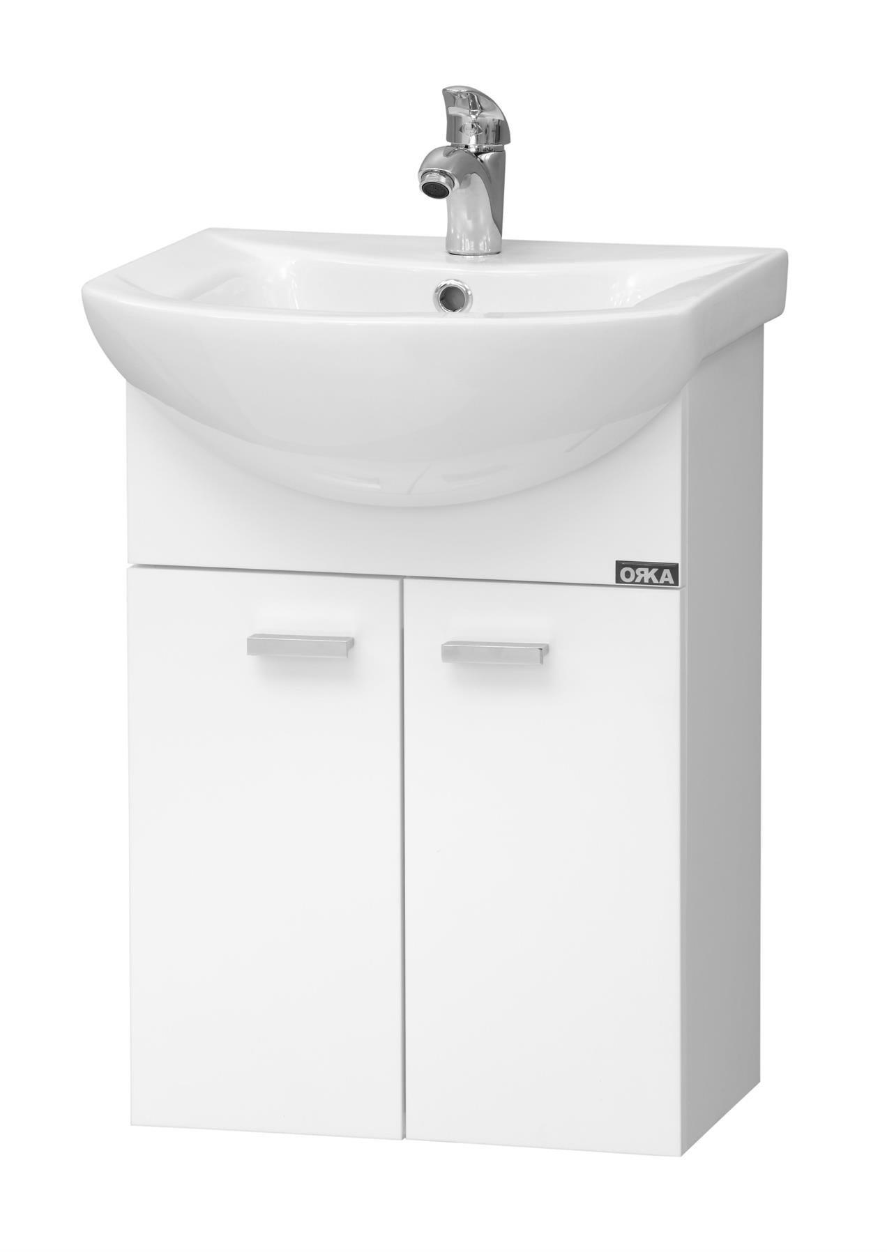 Orka Soma 45 cm Beyaz Banyo Dolabı Takımı (Etajerli Ayna)