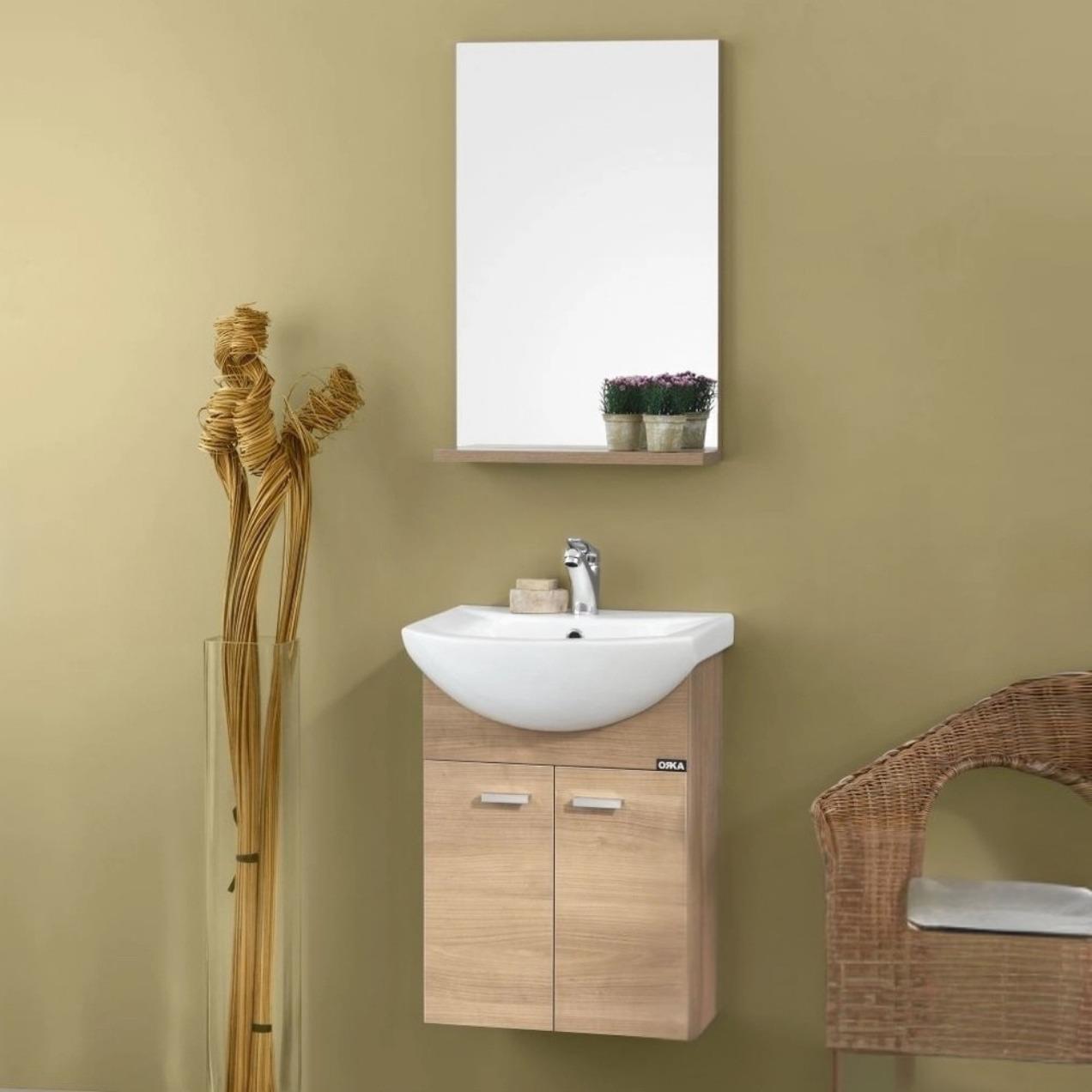 Orka Soma 45 cm Legnona Banyo Dolabı Takımı (Etajerli Ayna)