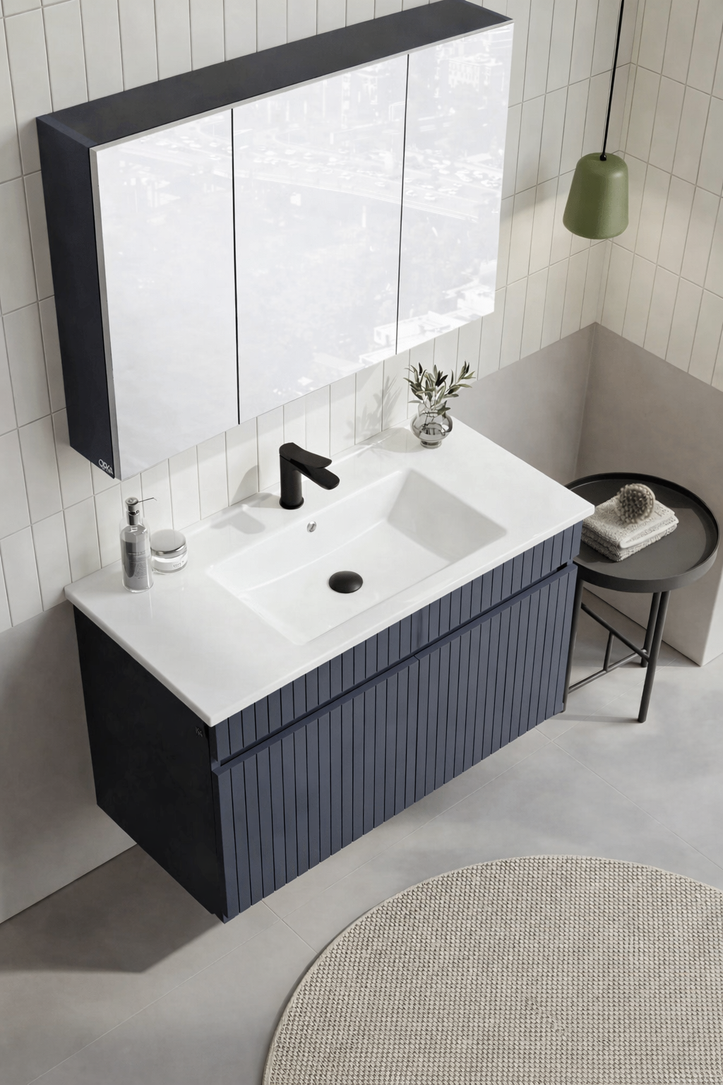 Orka Tivoli 100 cm Mat Lacivert Banyo Dolabı Takımı (Dolaplı) , 5008699