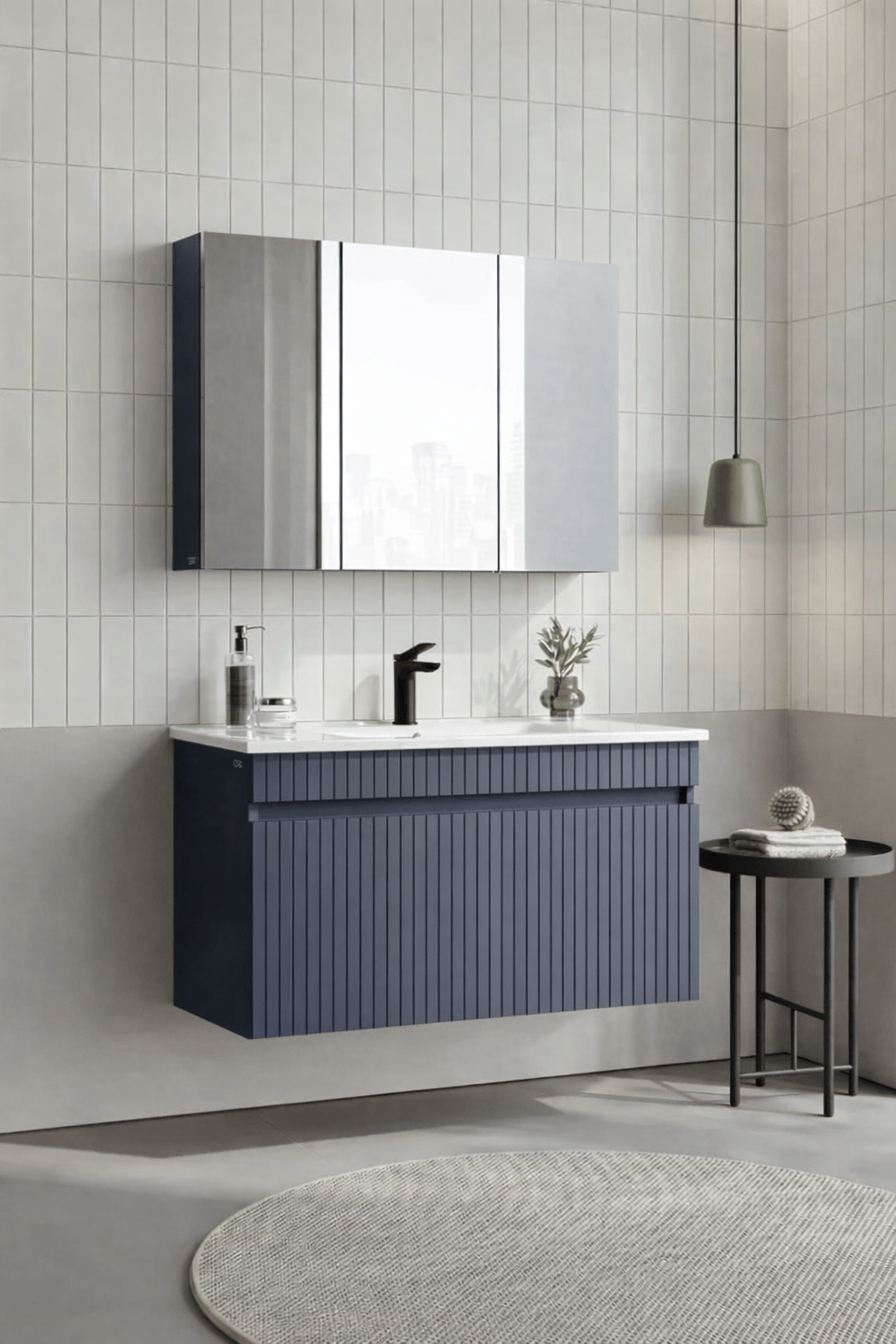 Orka Tivoli 100 cm Mat Lacivert Banyo Dolabı Takımı (Dolaplı) , 5008699