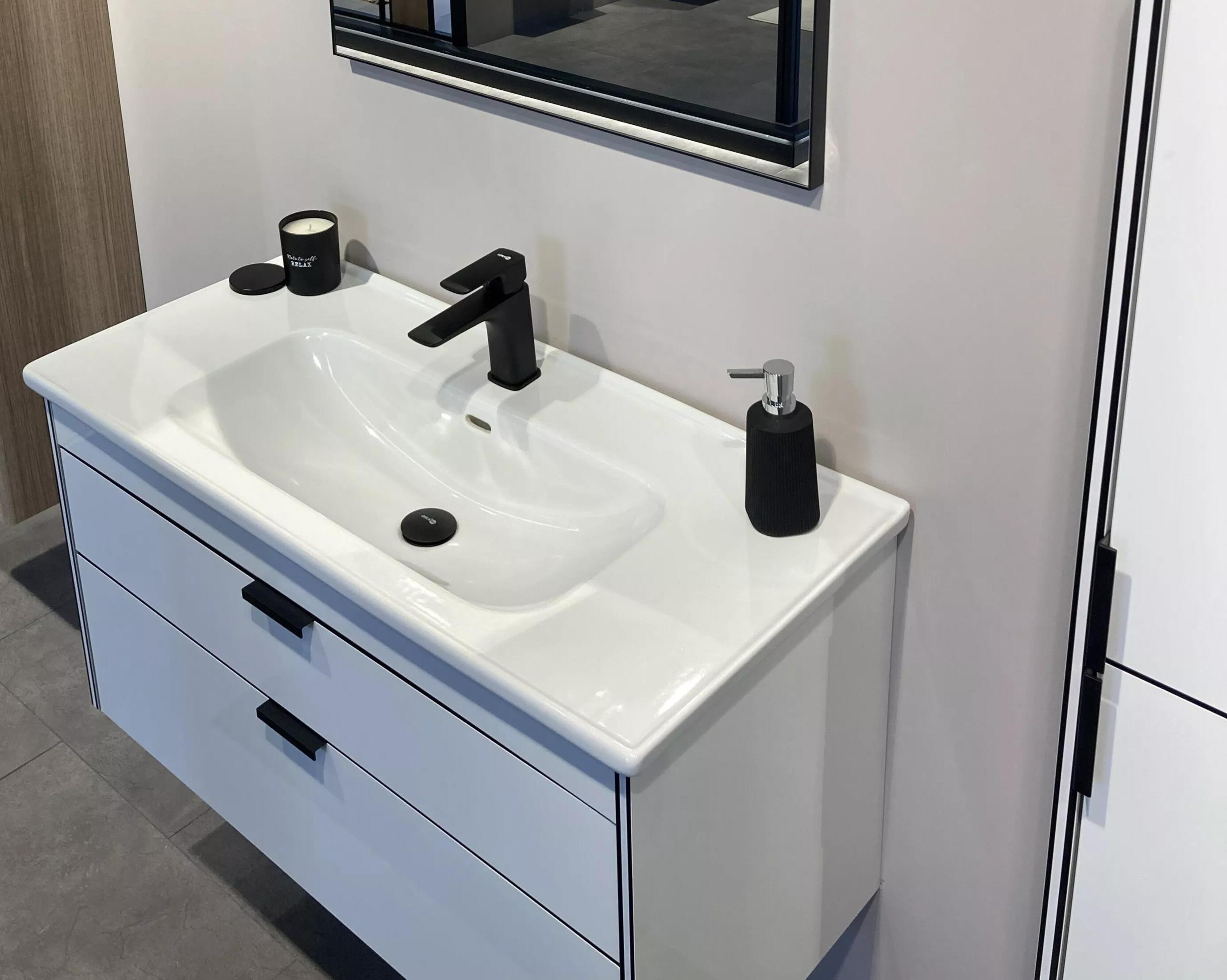 Orka Trio 100 cm Beyaz Çekmeceli Banyo Dolabı Alt Modül ve Lavabo