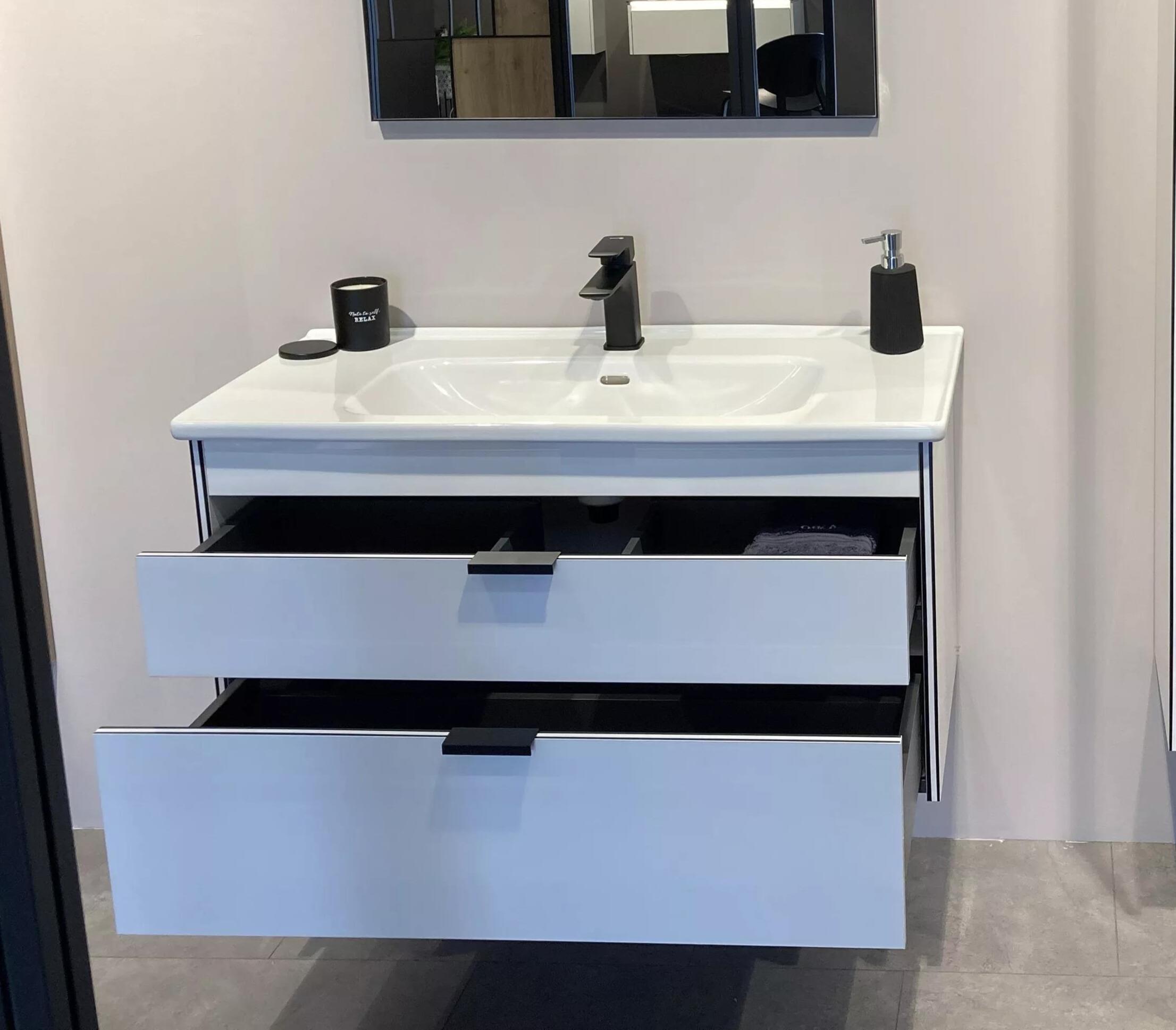 Orka Trio 80 cm Beyaz Çekmeceli Banyo Dolabı Alt Modül ve Lavabo