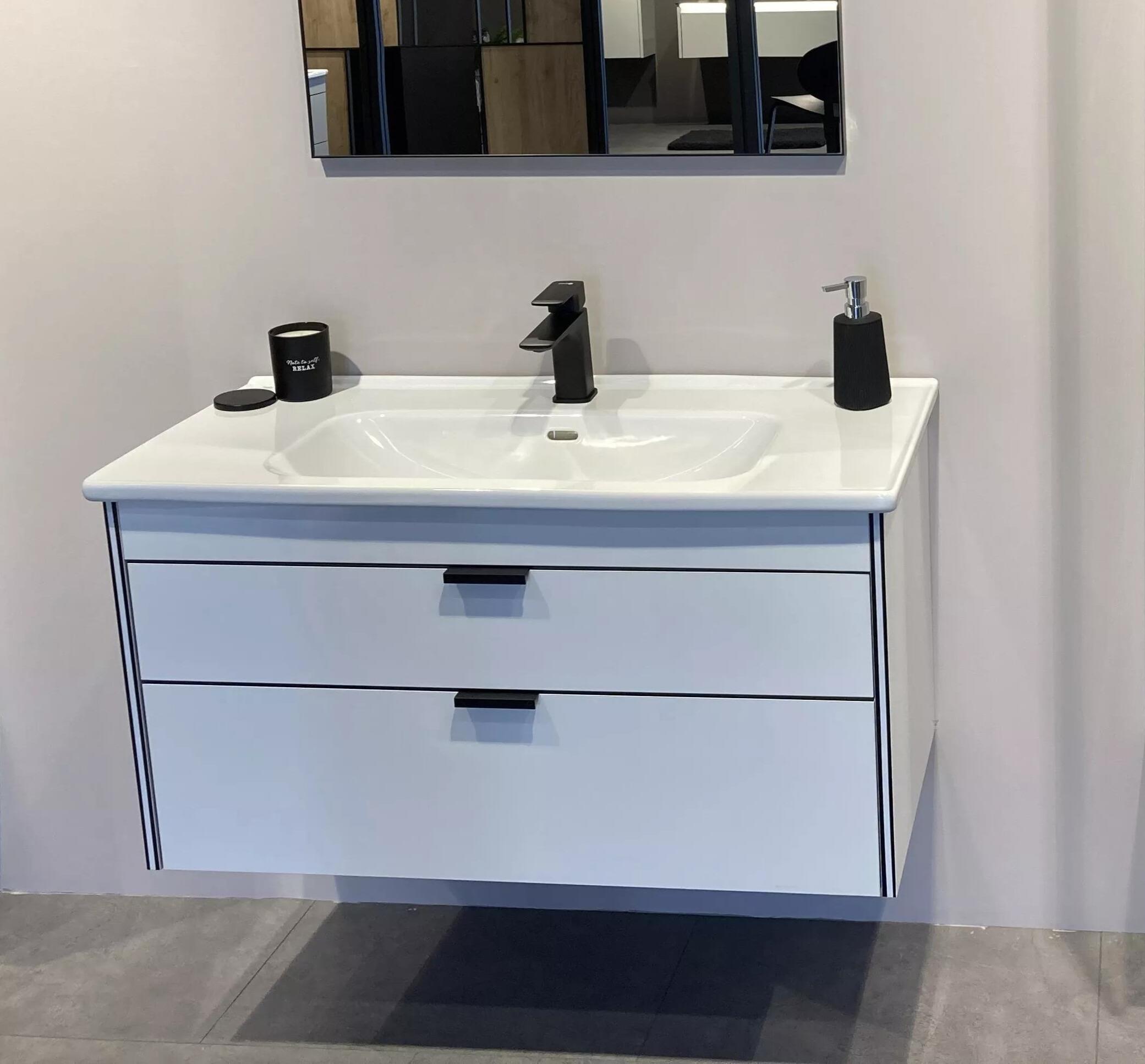 Orka Trio 80 cm Beyaz Çekmeceli Banyo Dolabı Alt Modül ve Lavabo